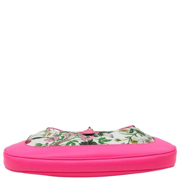 Gucci  Flora Jackie Medium Canvas Hobo Bag Pink 550152 - Picture 7 of 10